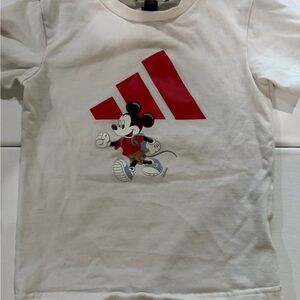 Adidas Mickey Mouse Kids Cream Tee and Red Shorts Set